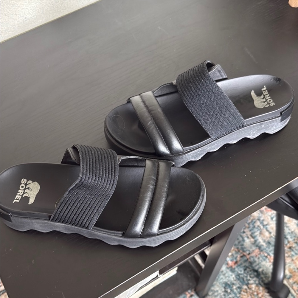 Sorel Black Slide Sandals